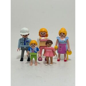 Playmobil Family Figure Lot Construction Worker Baker Mother Children 5pc Set